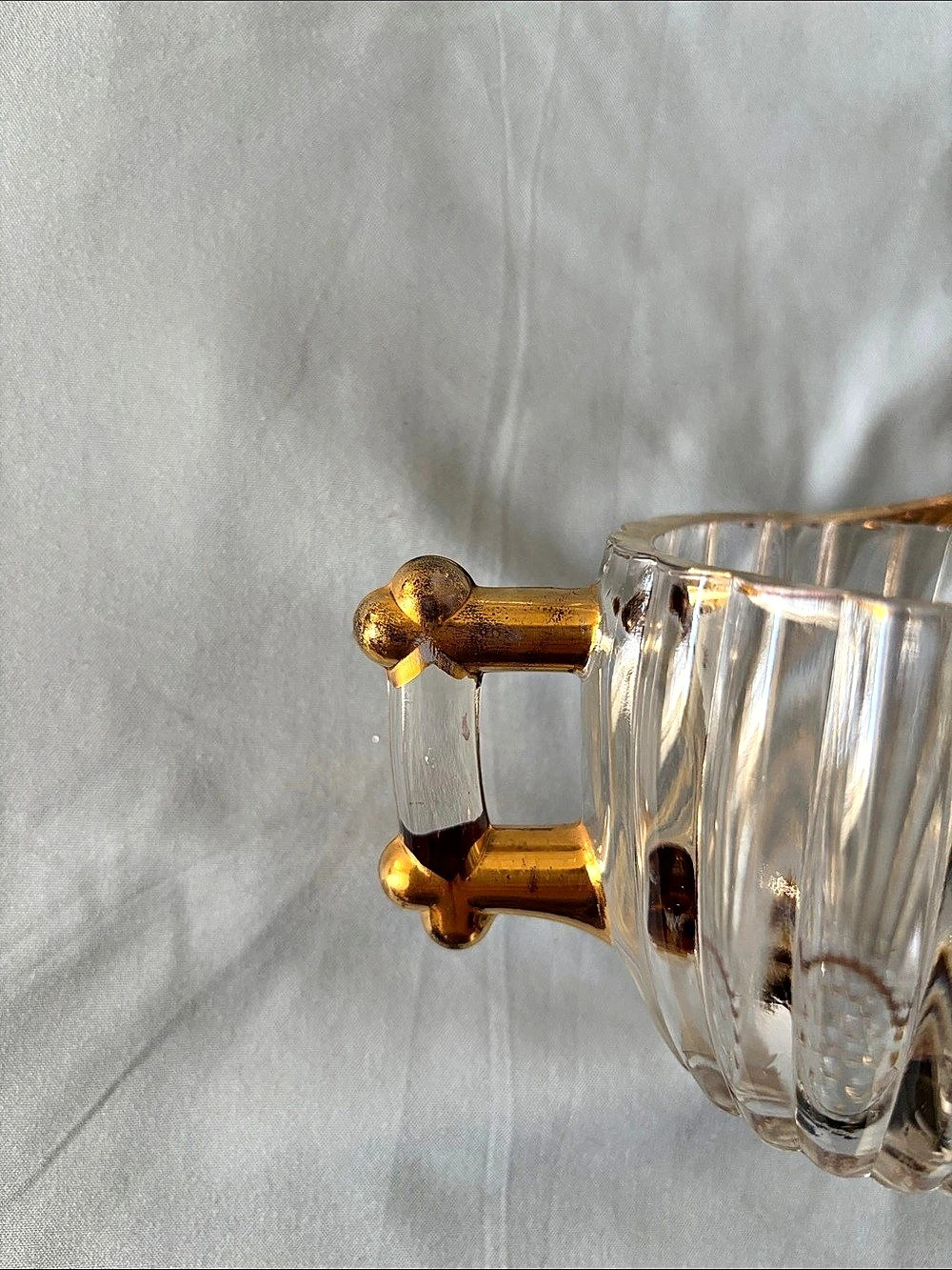 Vintage Jeanette National Clear & Gold Glass Sugar/Creamer Tray Set - Picture 5 of 10